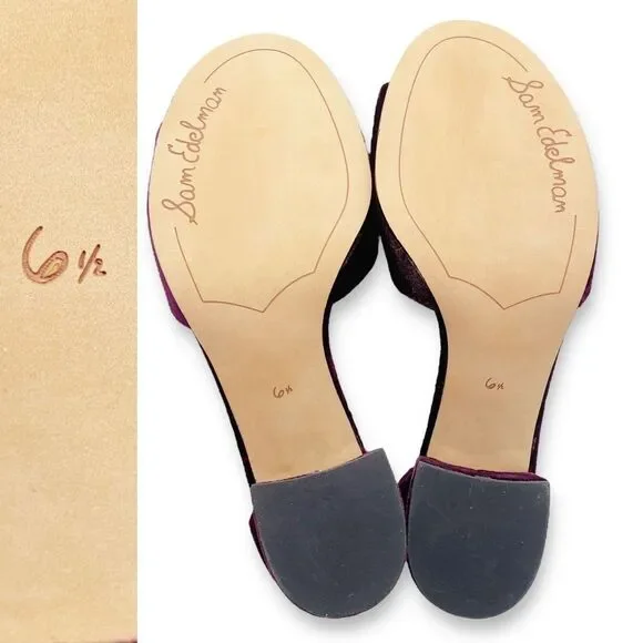 Sam Edelman Susie Velvet Block Heel Ankle Strap Sandals Burgundy Maroon Size 6.5 - Picture 12 of 13